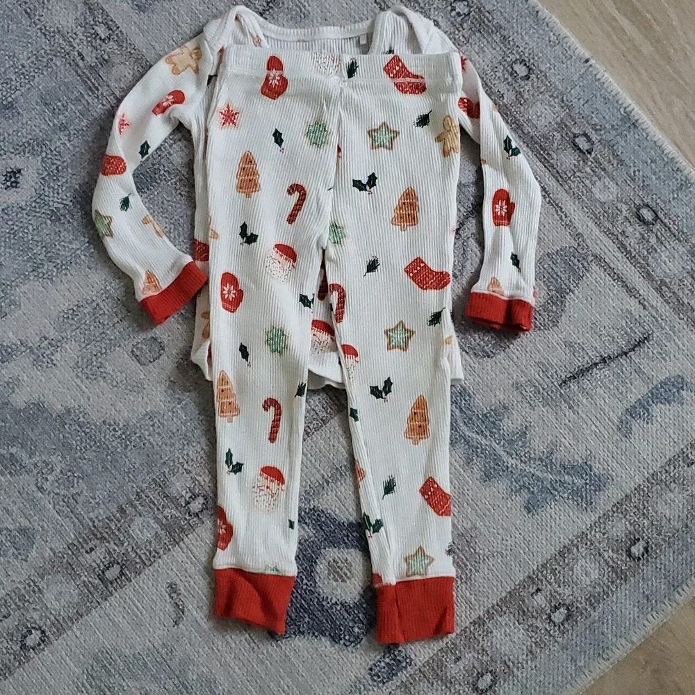 Angel Dear Kids Unisex Waffle Knit Christmas Cookie Long Johns Pajamas Sz3T